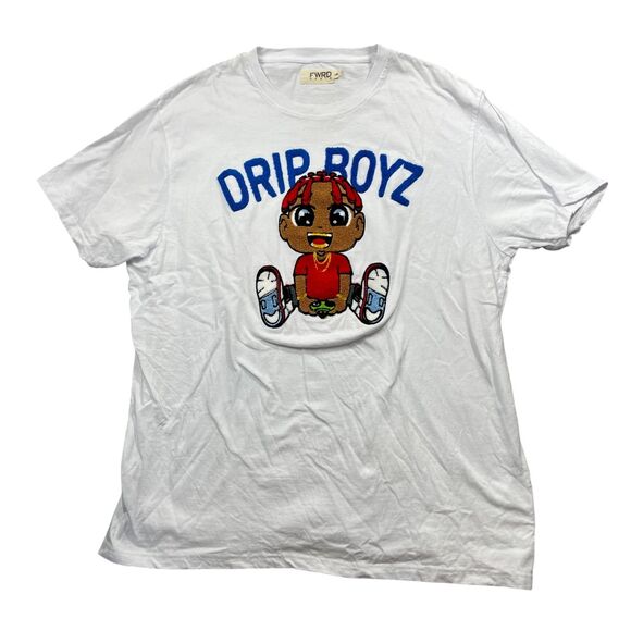 FWRD Denim Other - Fwrd Denim 2XL Whtie T shirt Drip Boyz Embroidered 100% Cotton